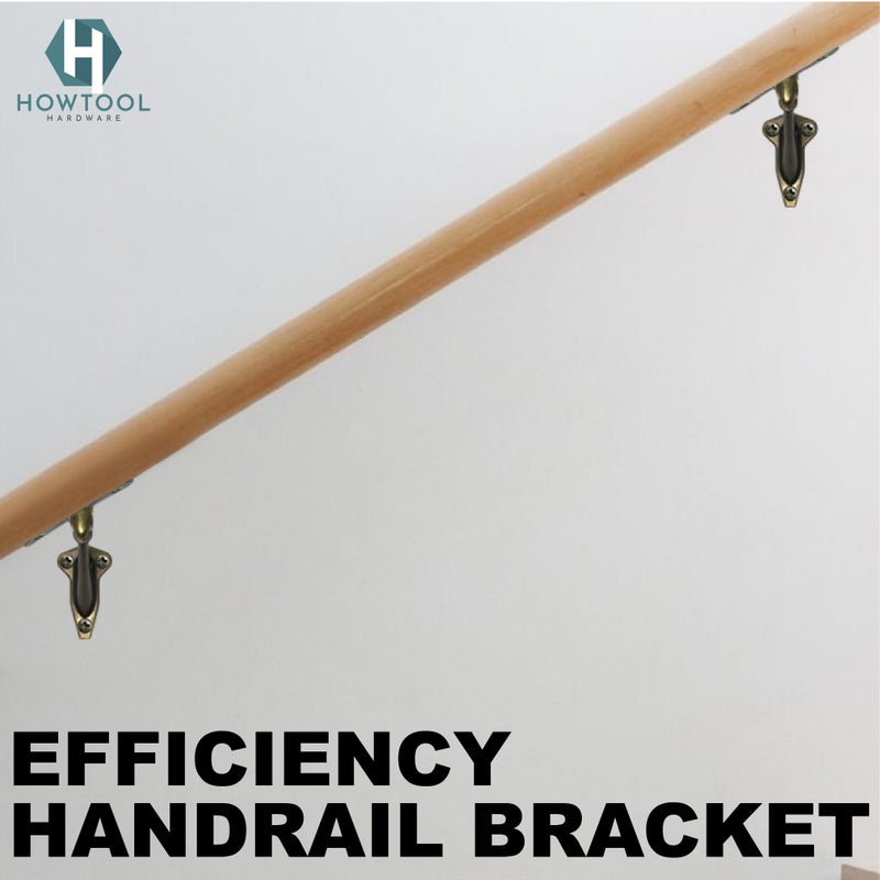 HOWTOOL Handrail Brackets Wall Mounted Antique Brass Zinc Stair Railing Support with Matching Screws, Decorative Stair Hardware, 3 Pack HOWTOOL - Image 5